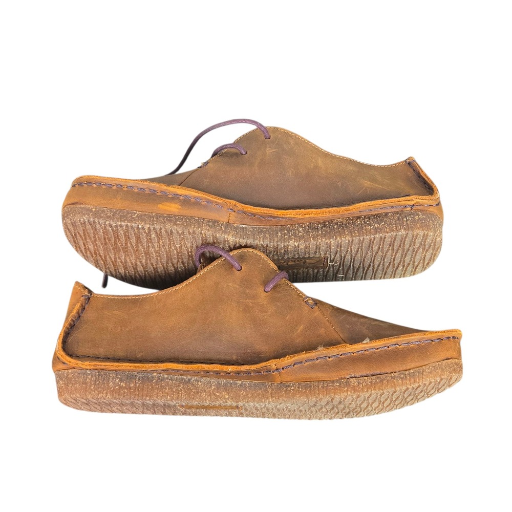 Clarks Janey Mae Oxford Lace Up Brown Leather Shoes Casual Comfort Womens 8.5 M - Picture 3 of 16